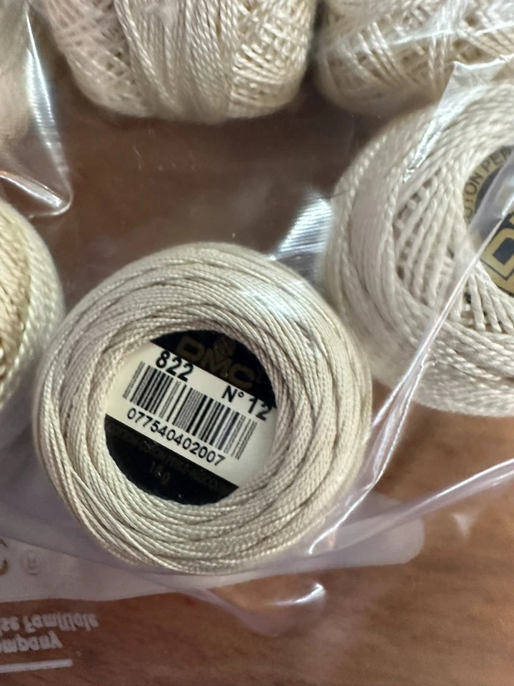 DMC Perle Cotton # 12, 5, 8 All cream ecru  9 balls total new unused - Image 2 of 3
