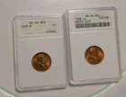 1937-D And 1957 Lincoln Wheat Cent ANACS old White Holders, Soap Box, MS65, MS66