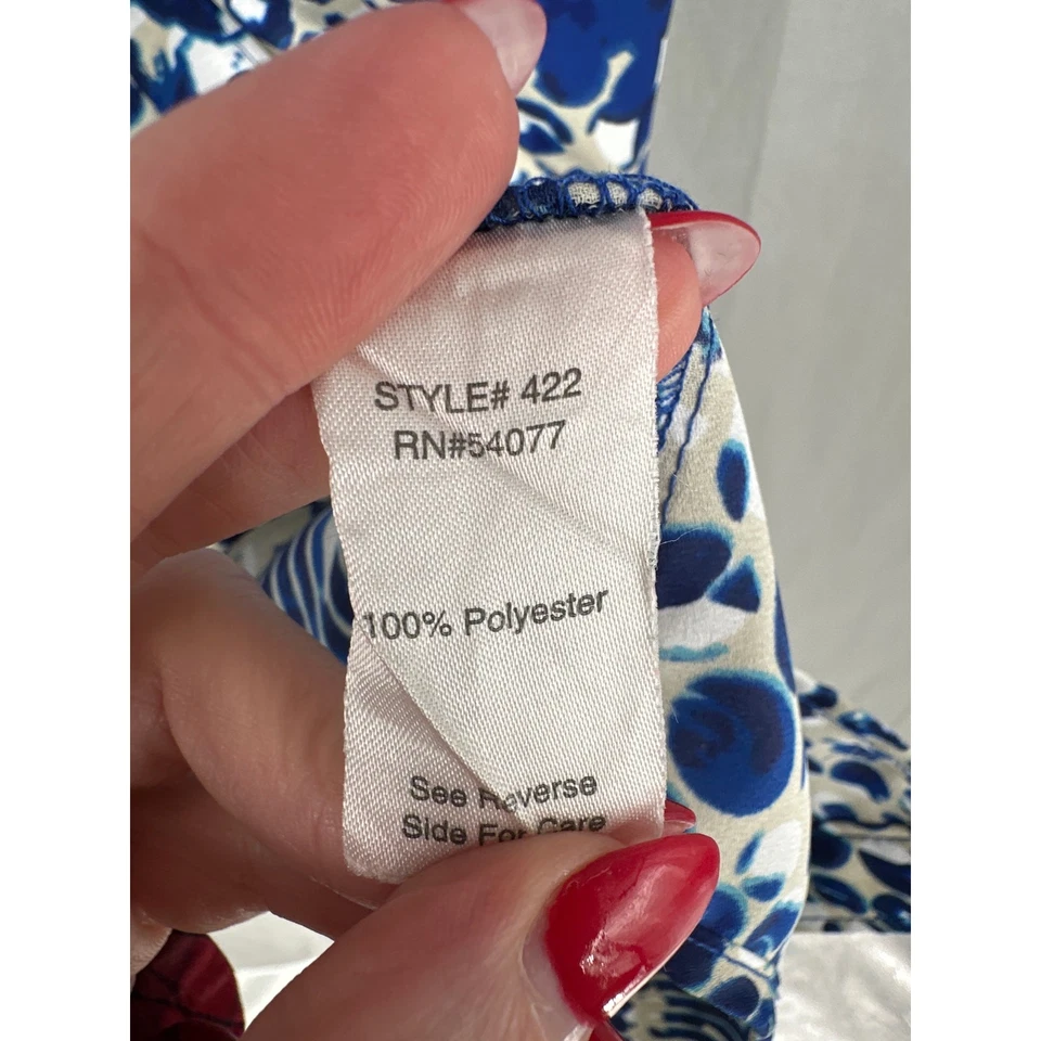 Cabi Dress Womens Small Blue Shirtdress Mini Jewel Print Artsy Abstract Roll Tab - Image 4 of 4