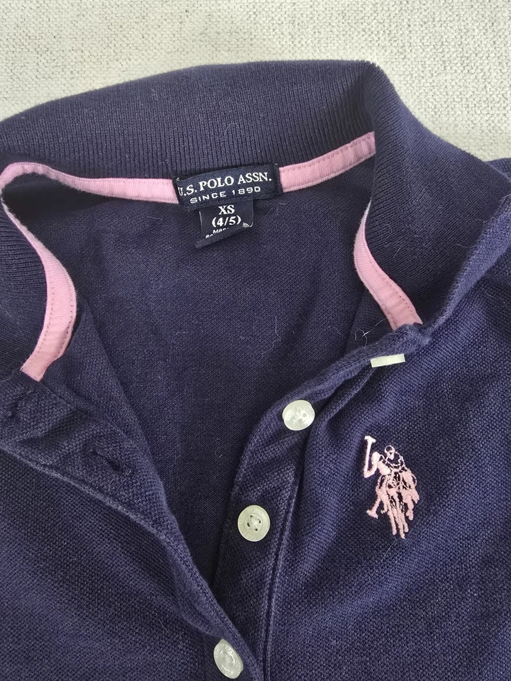 US Polo Assn. Vestido Niñas Extra Pequeño Azul Marino Manga Corta Cuello Botón Foto 4 de 4