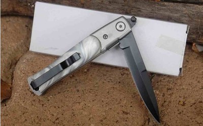 STT27108SL1 S-TEC Stiletto Style Stainless Steel Black Spear Point White Acrylic