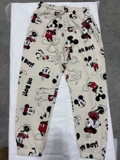 Disney Mickey Mouse Womens Cream Sweatpants Joggers Size LG
