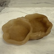 Antique Chinese Brush Washer Hand Carved Jade Double Compartment NICE