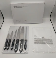 Omaha Steaks 7pc Cutlery Kitchen Knife Set w/ Cutting Board  #8037 New Open Box