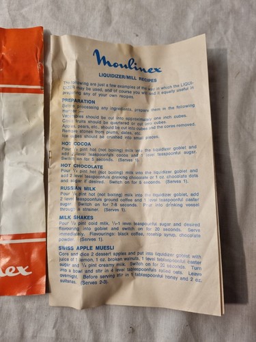 Vintage Moulinex Blender Type 518 Code 222 Part: Booklet and Other Paperwork - 第 4/5 張圖片