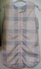 Girls Modern Baby Peach Gray Plaid Very Soft Swaddle Sleep Sack Blanket 0-3M