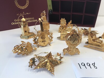 1998 Danbury Mint 23KT Gold Plated Christmas Ornaments with Box