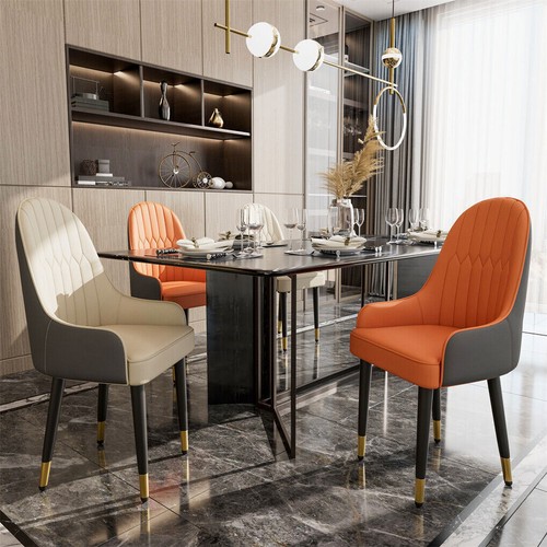 Microfiber Leather Upholstered Dining Chairs Side Chair Contemporary Home Décor - Picture 6 of 26