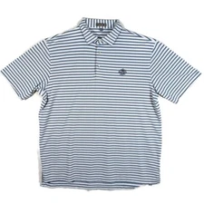 Peter Millar Southern Comfort Golf Polo Shirt Mens Large White Blue Striped