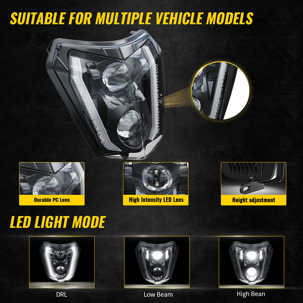 E24 LED Headlight For XCW EXC Six Days 125 250 350 450 500