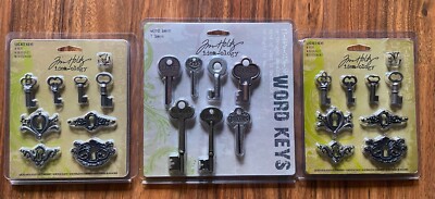 Tim Holtz idea-ology LOCKET KEYS & WORD KEYS Lot Of 3 - NEW!!