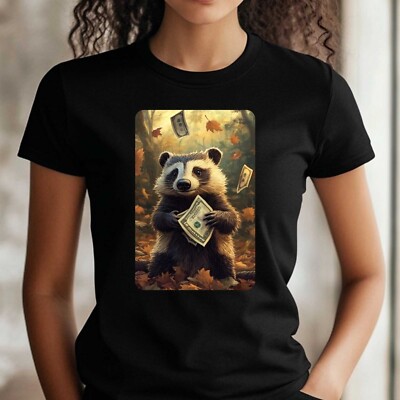 Frauen T-Shirt Lustige Dachs Klaut Geld Motiv Baumwolle Größe S bis 3XL