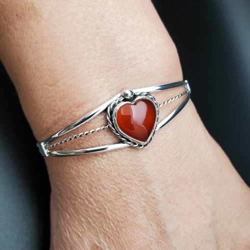 Schöne Karneol Edelstein 925 Sterling Silber Handgemacht Armband Manschette - Bild 5 von 7