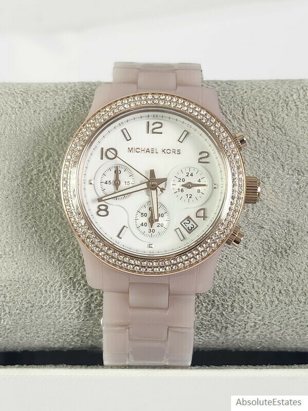 NEW Michael Kors Runway Pave Rose Gold Glitz Blush Pink