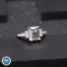 Natural 2.05CT Green Amethyst Sterling Silver Ring