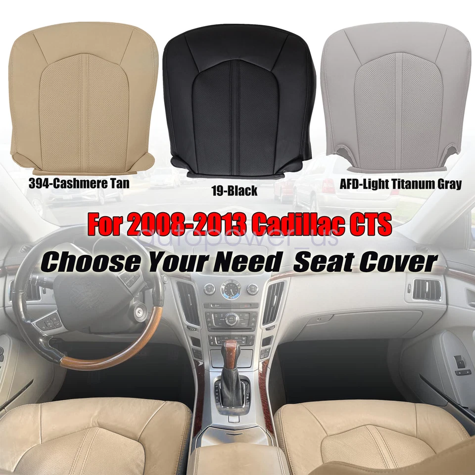 For 2008-2013 Cadillac CTS Front Side Driver/Passenger Bottom Leather Seat Cover Foto 3 de 4