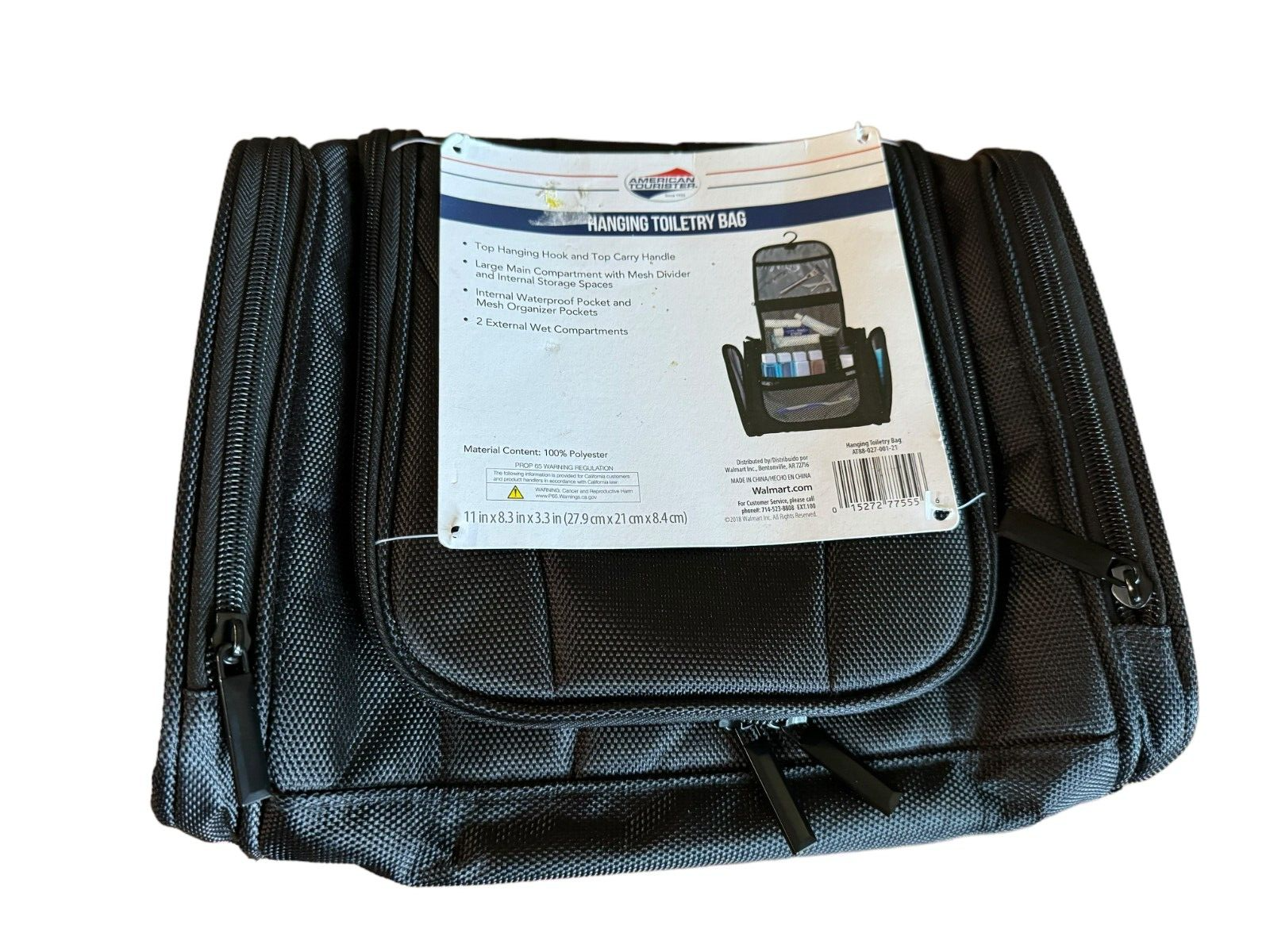 NWTOS Toiletry Bag American Tourister Hanging Hook Travel Multiple Pockets Black