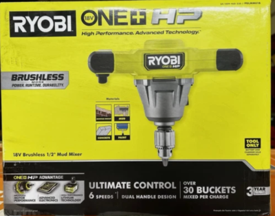 #ad #ad RYOBI ONE 18V HP 1 2” Brushless Cordless Mud Mixer Tool Only New and Sealed $89.99