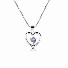 Cherished Moments Girl's Sterling Silver Dancing Heart Simulated Birthstone N...