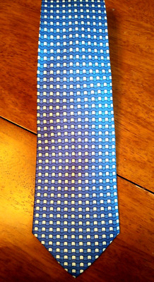 TIE BIJOUX TERNER ROYAL BLUE w WHITE CHECKED SPRING DOT SILK HAND MADE EASTER