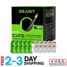 Versatile 500ft Cat 6 Ethernet Cable for Indoor/Outdoor with 10 RJ45-connectors