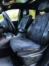 100% Real Sheepskin Car Seat Cover, Universal Front Seat Protector Gray