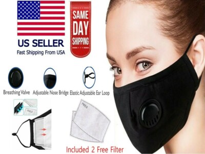 RESPRIATOR Washable Reusable Face Mask with Filter and Breathing Air Valve PM2.5