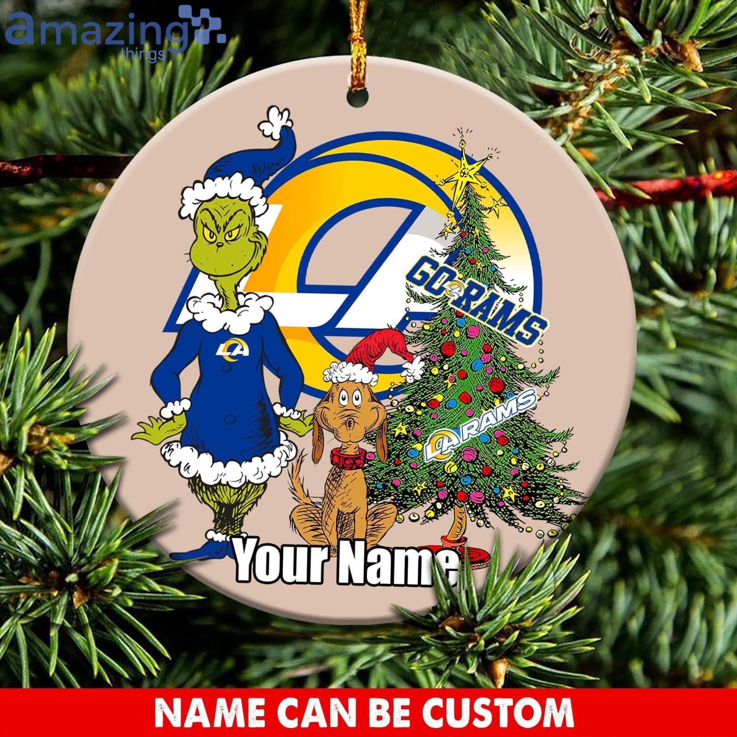 Personalized Los Angeles Team Rams Grinch Christmas Ornament, Gift For Fans