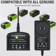 40V Charger for GreenWorks G-MAX 29462 29463 29472 24252 29302 Li-ion Battery US