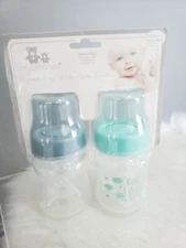 Cribmates Feeding Bottle (5 oz.) Medium Flow Silicone Wide Neck 2-pack elephant 