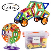 Puzzme Magnetic Building Blocks 133 Pcs Magnet Building Tiles Educational Con... on sale Puzzme Magnetic Building Blocks 133 Pcs Magnet Building Tiles Educational Con... on sale