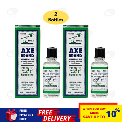 2 X 14ml Bottles Axe Brand Original Medicated Oil Minyak Angin Cap Kapak