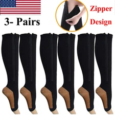 Compression Zip Up Socks 30-40mmHg Zipper Leg Support Unisex Socks Knee Slimming