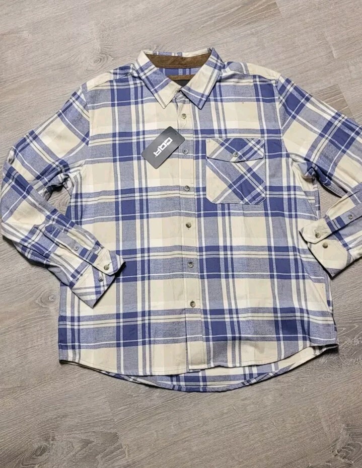 CQR Tactical Plaid Flannel Long Sleeve Button-Up Shirt XL New