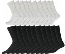 15 Pairs Of Men's Sport Socks, Black Cotton Rich Cushion Sole Socks, Size 6-11