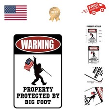 Warning Property Protected by Big Foot Tin Signs   Funny Metal Decor Gift Sig...