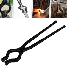 17" V-Bit Bolt Knife Making Tongs, Bladesmith Anvil Forge Assembled Wolf Jaw Ton