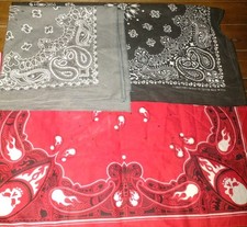 LOT OF 3 Vintage Bandanas Skull Paisley Made in USA Have A Hank