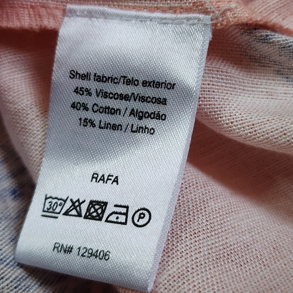 Venus Romper Womens Size 12 Pink Blue Linen Blend Long Sleeve Beachy Pretty - Image 4 of 4