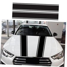 Sports Racing Stripe Car Sticker Decorative Hood Sticker Universal Self Black