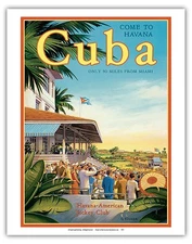 Come to Havana Cuba - Jockey Club - Vintage Travel Poster by Kerne Erickson