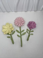 3 Pottery Barn Kids Enameled Metal Flower Wall Hooks Hangers Bedroom Decor