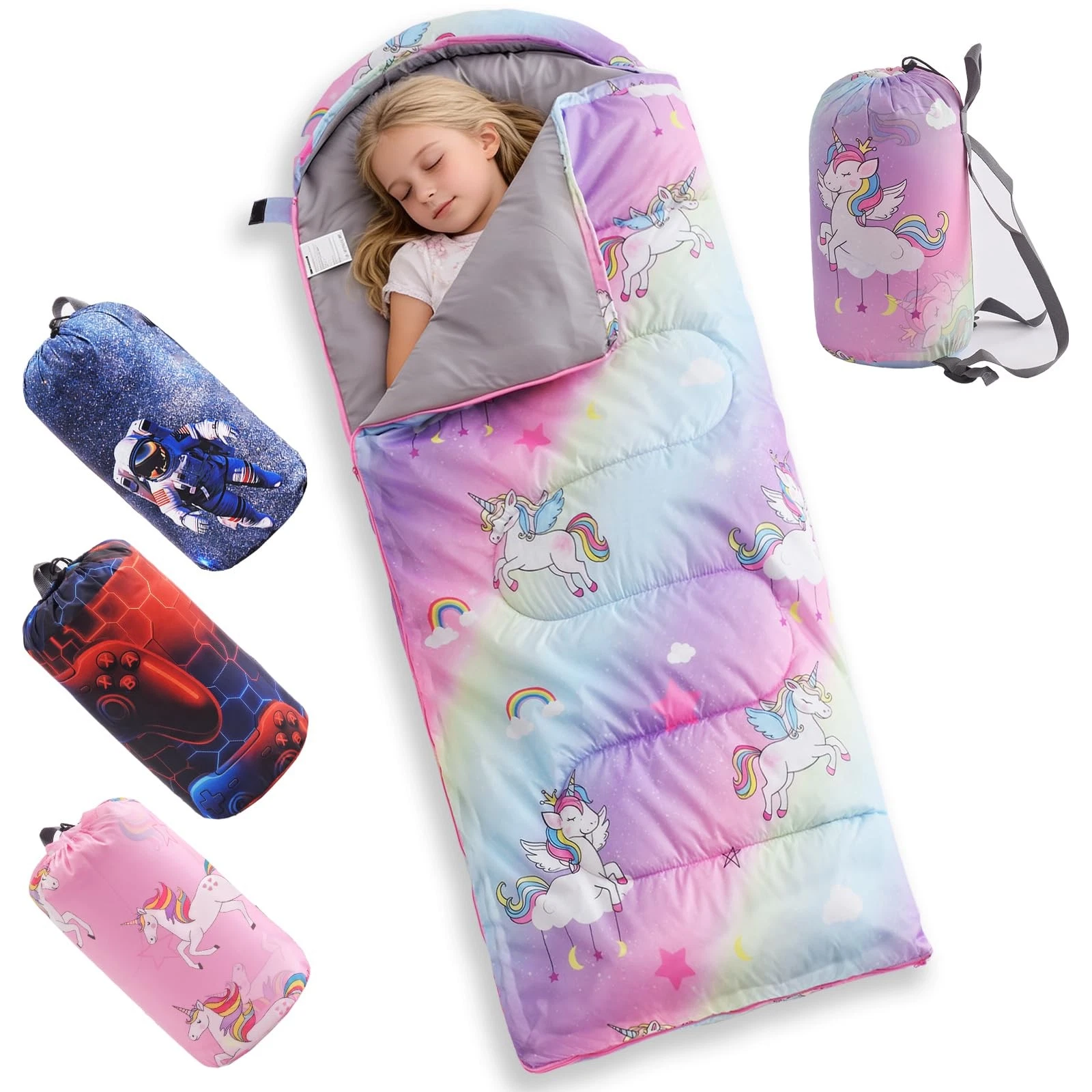 Kids Sleeping Bag - 3-4 Seasons Portable Sleeping Bag with Compression Sack f...