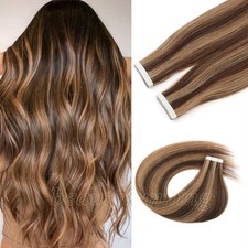 Tape in Real Human Hair Extensions Skin Weft Thick Remy Hair Highlight Fashion