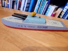 NICE VINTAGE 1940'S KEYSTONE WOODEN U.S. COAST GUARD DEFENSE SHIP