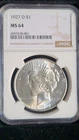 1927-D Peace Dollar.     NGC MS64