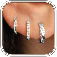 925 Sterling Silver Hoop Earrings for Women Hypoallergenic Silver Small Huggie H