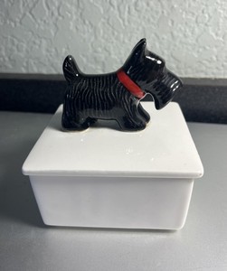 VTG SCOTTISH TERRIER COVERED TRINKET BOX FOR NEIMAN MARCUS - I. RICE IMPORT