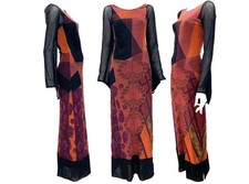 Save The Queen Archive Mesh Dress Italian Design Flare Sleeve Maxi Length Sz XL