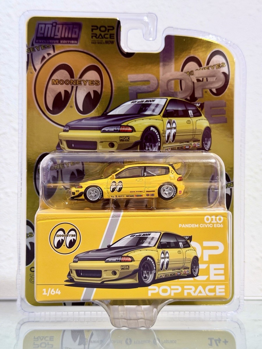 Pop Race Enigma Pandem Honda Civic EG6 Mooneyes Yellow 1/64 | eBay